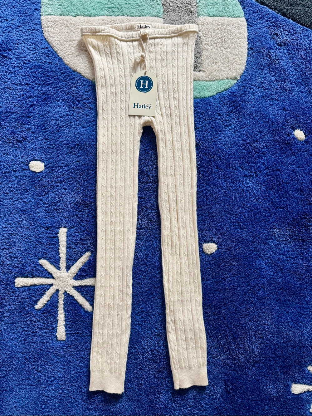 Hatley Cream Cable Knit Kids Leggings, Size 6-7